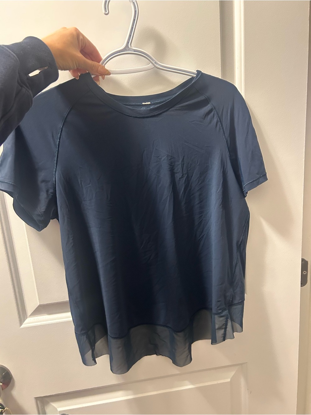 lululemon athletica Navy Short-Sleeve Performance Tee with Sheer Hem